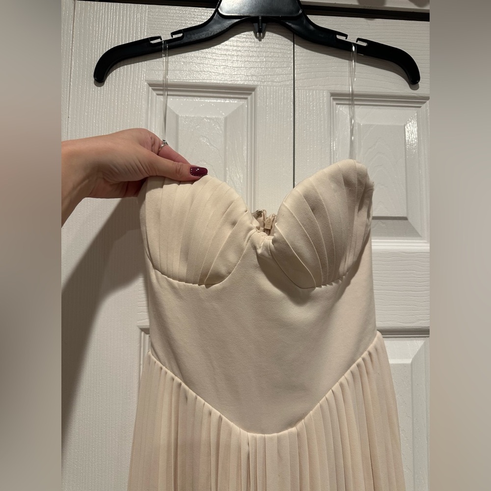 House of CB Strapless Pleated Cream Corset Dress - Picture 4 of 8